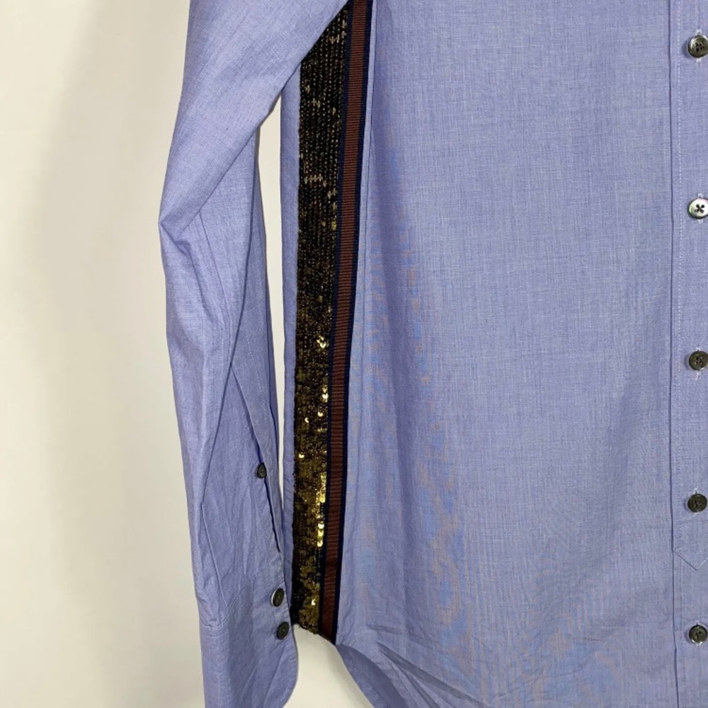 J. Crew Blue Button Down Shirt with Gold Accents